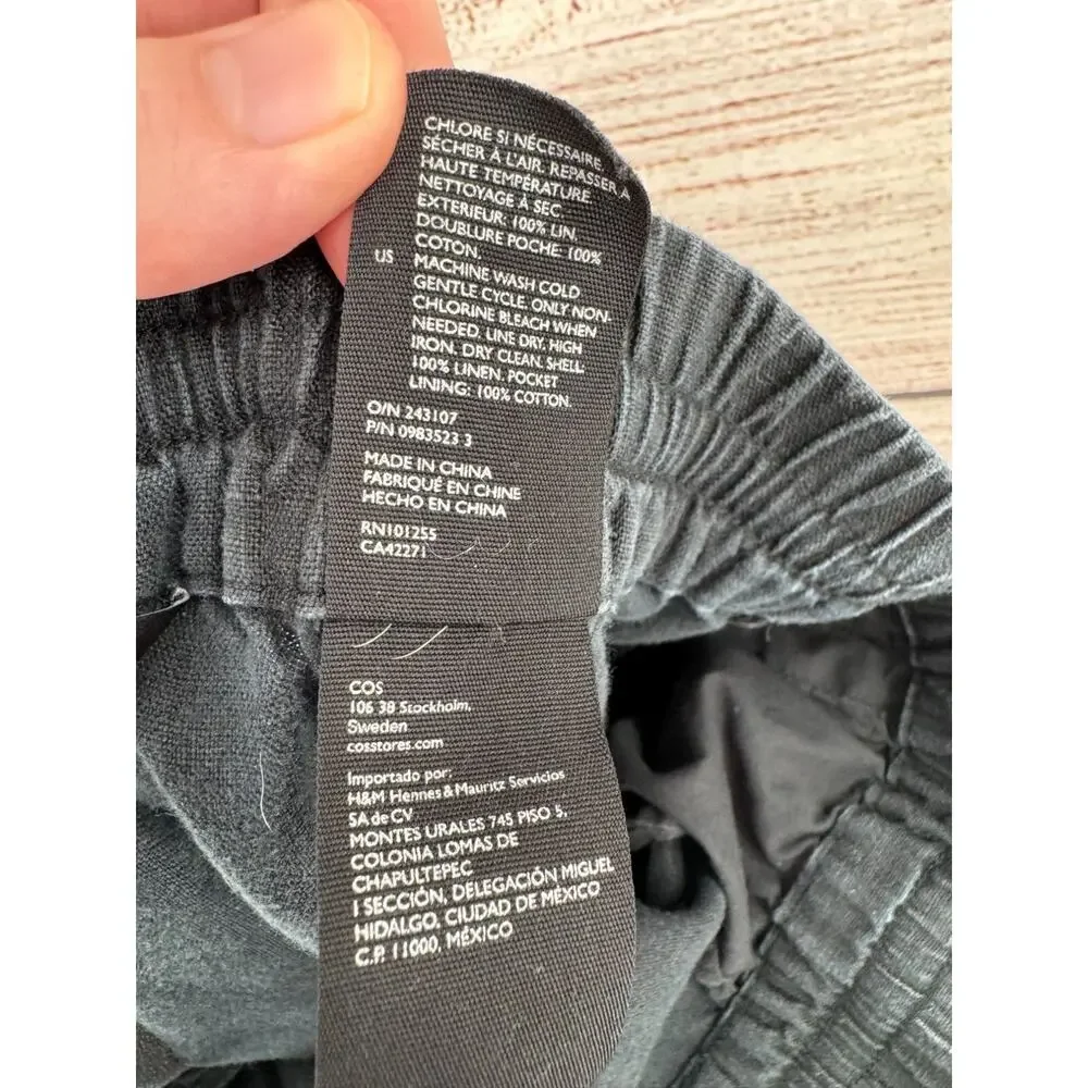 COS Linen Drawstring Casual Pants Women's Size 8 Black/Gray/Charcoal‎